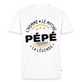 Grand-Père Pépé l'Homme le Mythe la Légende - T-shirt Premium bio Homme - blanc - Devant - Nico (187cm)