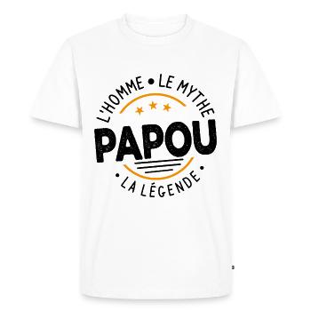 Grand-Père Papou l'Homme le Mythe la Légende - T-shirt Premium bio Homme - blanc - Devant - Nico (187cm)