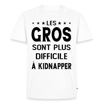 Les gros sont plus difficiles à kidnapper - T-shirt Premium bio Homme - blanc - Devant - Nico (187cm)