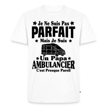 Pas parfait mais je suis un Papa Ambulancier - T-shirt Premium bio Homme - blanc - Devant - Nico (187cm)