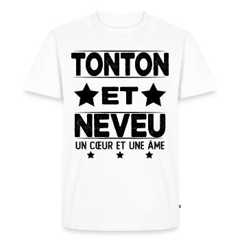 Tonton et Neveu Cadeau Humour - T-shirt Premium bio Homme - blanc - Devant - Nico (187cm)