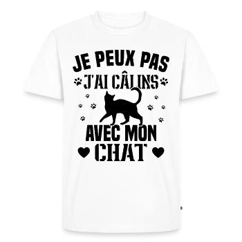 je peux pas j'ai câlins avec mon chat Cadeau - T-shirt Premium bio Homme - blanc - Devant - Nico (187cm)