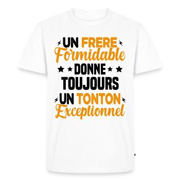 Cadeau pour Frère / Oncle - Un Tonton Exceptionnel - T-shirt Premium bio Homme - blanc - Devant - Nico (187cm)
