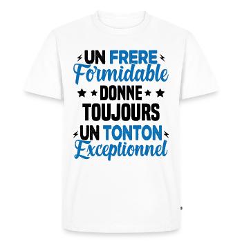 Cadeau pour Frère / Oncle - Un Tonton Exceptionnel - T-shirt Premium bio Homme - blanc - Devant - Nico (187cm)