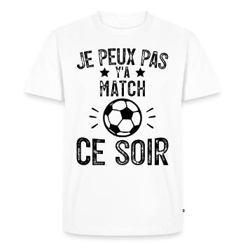 Je Peux Pas Y'A Match Ce soir Joueur Football - T-shirt Premium bio Homme - blanc - Devant - Nico (187cm)