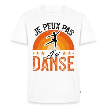j'peux pas j'ai Danse - Retro Vintage - T-shirt Premium bio Homme - blanc - Devant - Nico (187cm)
