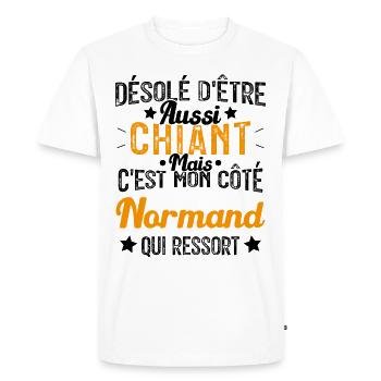 Désolé d'être Chiant c'est mon côté Normand - T-shirt Premium bio Homme - blanc - Devant - Nico (187cm)