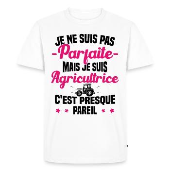 Pas parfaite mais je suis Agricultrice Femme Cool - T-shirt Premium bio Homme - blanc - Devant - Nico (187cm)