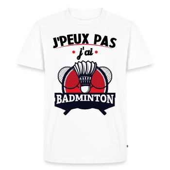 Je Peux Pas J'ai Badminton - T-shirt Premium bio Homme - blanc - Devant - Nico (187cm)