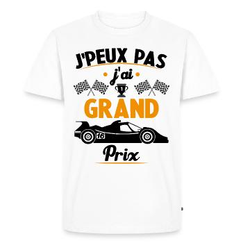 Je peux pas j'ai Grand Prix - T-shirt Premium bio Homme - blanc - Devant - Nico (187cm)