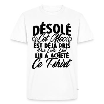 Désolé cet mec est déjà pris par - T-shirt Premium bio Homme - blanc - Devant - Nico (187cm)