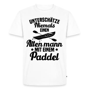 Vieil homme avec pagaie Humour Cadeau - T-shirt Premium bio Homme - blanc - Devant - Nico (187cm)