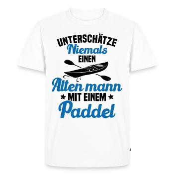 Vieil homme avec pagaie Humour Cadeau - T-shirt Premium bio Homme - blanc - Devant - Nico (187cm)