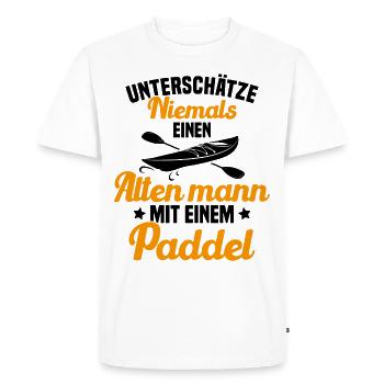 Vieil homme avec pagaie Humour Cadeau - T-shirt Premium bio Homme - blanc - Devant - Nico (187cm)