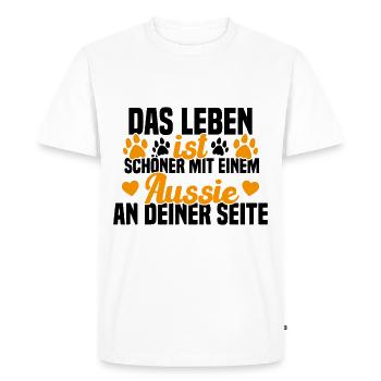 Aussie Chien Drôle de berger australien - T-shirt Premium bio Homme - blanc - Devant - Nico (187cm)