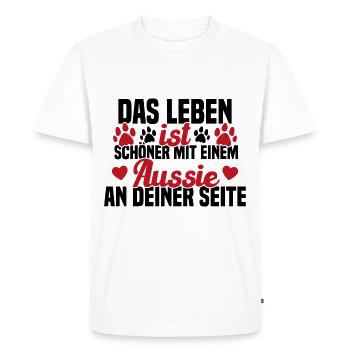 Aussie Chien Drôle de berger australien - T-shirt Premium bio Homme - blanc - Devant - Nico (187cm)
