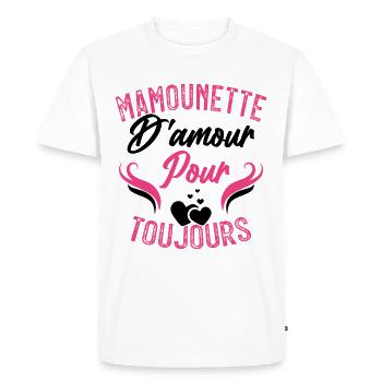 Femme Mamounette D'amour Cadeau Fête Des Mamie - T-shirt Premium bio Homme - blanc - Devant - Nico (187cm)
