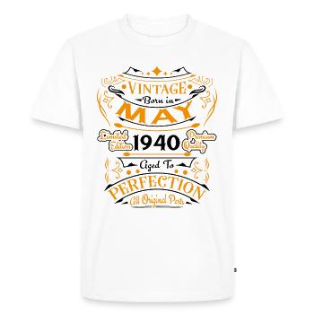 May 1940 Vintage Born in May 1940 Anniversary - Men's Premium Organic T-Shirt - white - Front - Nico (187cm)