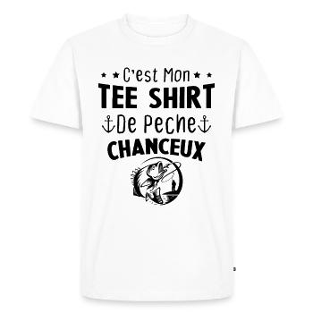 tee shirt pêcheur homme cadeau drole pêche - T-shirt Premium bio Homme - blanc - Devant - Nico (187cm)