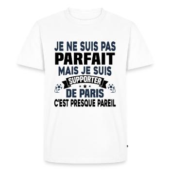 Pas parfait mais je suis supporter de Paris - T-shirt Premium bio Homme - blanc - Devant - Nico (187cm)