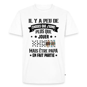 J'aime plus que jouer mais être papa idée cadeau - T-shirt Premium bio Homme - blanc - Devant - Nico (187cm)