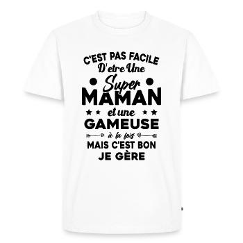 Super Maman Gameuse Humour Gamer Cadeau - T-shirt Premium bio Homme - blanc - Devant - Nico (187cm)