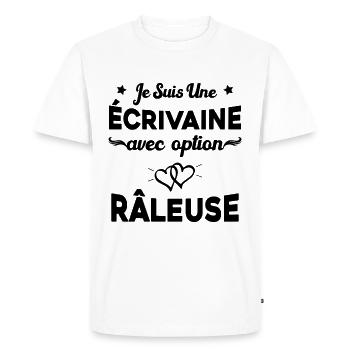Femme je suis une écrivaine avec option râleuse - T-shirt Premium bio Homme - blanc - Devant - Nico (187cm)