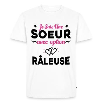Je suis une soeur avec option Râleuse - T-shirt Premium bio Homme - blanc - Devant - Nico (187cm)