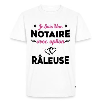 Femme je suis une notaire avec option râleuse - T-shirt Premium bio Homme - blanc - Devant - Nico (187cm)