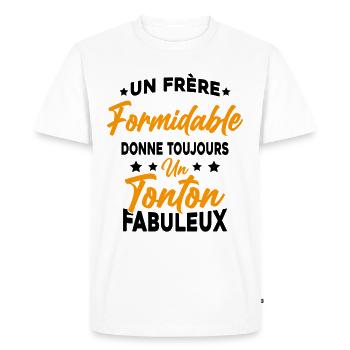 Un Frère Formidable - Un Tonton Fabuleux - T-shirt Premium bio Homme - blanc - Devant - Nico (187cm)