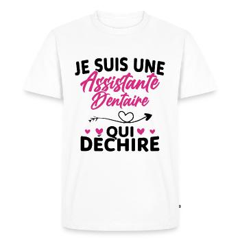 Je suis Assistante Dentaire qui Déchire - T-shirt Premium bio Homme - blanc - Devant - Nico (187cm)