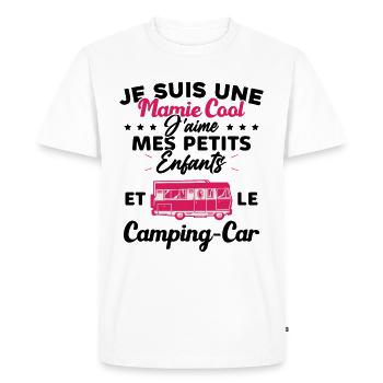Mamie J'aime Mes Petite Enfants et le Camping Car - T-shirt Premium bio Homme - blanc - Devant - Nico (187cm)