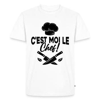 C'est moi le chef Toque de cuisinier - T-shirt Premium bio Homme - blanc - Devant - Nico (187cm)