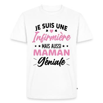 Je suis une infirmière et une maman géniale - T-shirt Premium bio Homme - blanc - Devant - Nico (187cm)
