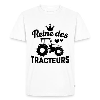 Drôle Femme Reine Agricultrice Tracteur Cadeau - T-shirt Premium bio Homme - blanc - Devant - Nico (187cm)