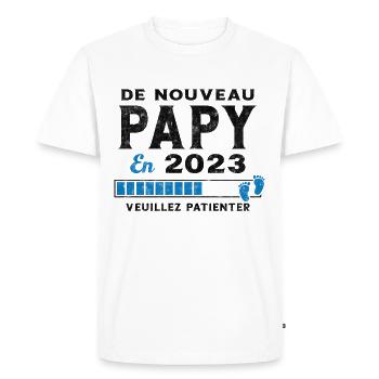 De Nouveau Papy en 2023 Cadeau Futur Papy - T-shirt Premium bio Homme - blanc - Devant - Nico (187cm)