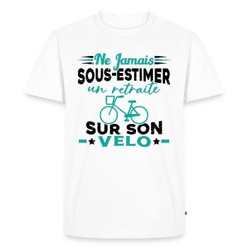 Un Retraité Sur Son Vélo Humour Retraite Cycliste - T-shirt Premium bio Homme - blanc - Devant - Nico (187cm)