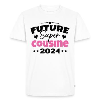 Future Super Cousine 2024 Annonce Grossesse - T-shirt Premium bio Homme - blanc - Devant - Nico (187cm)