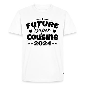 Future Super Cousine 2024 Annonce Grossesse - T-shirt Premium bio Homme - blanc - Devant - Nico (187cm)
