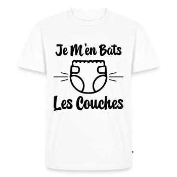 Je M'en Bats Les Couches Cadeau Body Fun Enceinte - T-shirt Premium bio Homme - blanc - Devant - Nico (187cm)