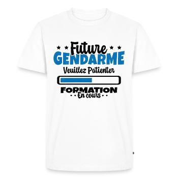 Future Gendarme Formation en Cours Humour - T-shirt Premium bio Homme - blanc - Devant - Nico (187cm)