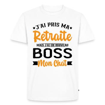 J'ai Un Nouveau Boss Mon chat Humour Cadeau - T-shirt Premium bio Homme - blanc - Devant - Nico (187cm)