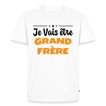 Je Vais être Grand Frère - T-shirt Premium bio Homme - blanc - Devant - Nico (187cm)