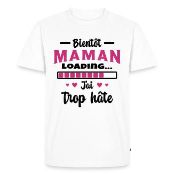 Bientôt Maman Cadeau Future Maman - T-shirt Premium bio Homme - blanc - Devant - Nico (187cm)