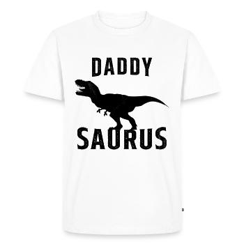Papa saurus Humour Cadeau fête des pères - T-shirt Premium bio Homme - blanc - Devant - Nico (187cm)