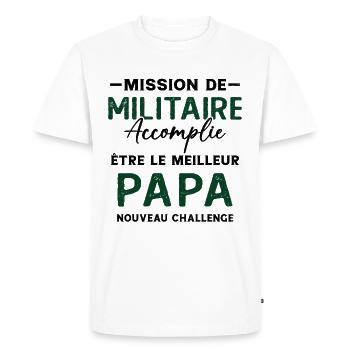 Militaire Futur Papa Cadeau Drôle Fête Des Pères - T-shirt Premium bio Homme - blanc - Devant - Nico (187cm)