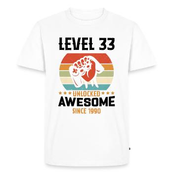 Level 33 Complete 1990 Birthday Gift - Men's Premium Organic T-Shirt - white - Front - Nico (187cm)