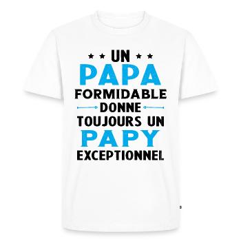 Un papa formidable - Papy exceptionnel Cadeau - T-shirt Premium bio Homme - blanc - Devant - Nico (187cm)