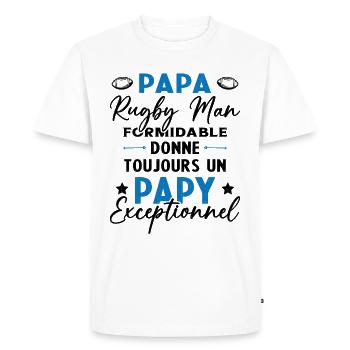 Papa Rugbyman Formidable Papy Exceptionnel Cadeau - T-shirt Premium bio Homme - blanc - Devant - Nico (187cm)