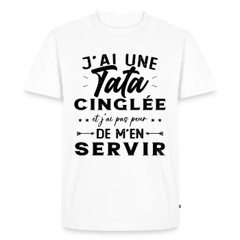 Neveu Nièce Cadeau J'ai Une Tata Cinglée Humour - T-shirt Premium bio Homme - blanc - Devant - Nico (187cm)